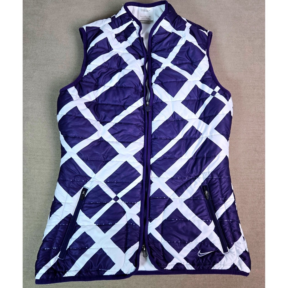 Nike Golf Tour Performance Puffer‎ Vest Womens Size Small Purple White Quilted